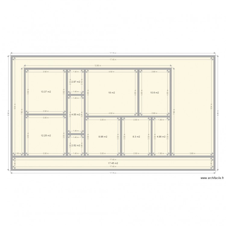 PLAN 3 PIECES OUME 2. Plan de 12 pièces et 157 m2