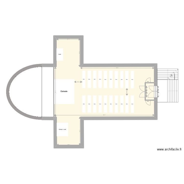 EGLISE ST MARTIN ROSIERS. Plan de 2 pièces et 179 m2