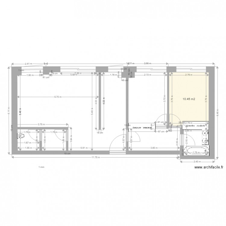 PASSY 4. Plan de 1 pièce et 10 m2