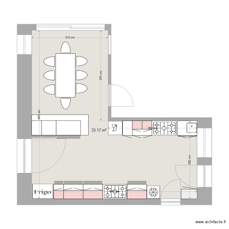 cuccina flauj. Plan de 0 pièce et 0 m2