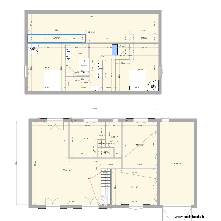 cestas plan ETAGE 2021. Plan de 14 pièces et 160 m2