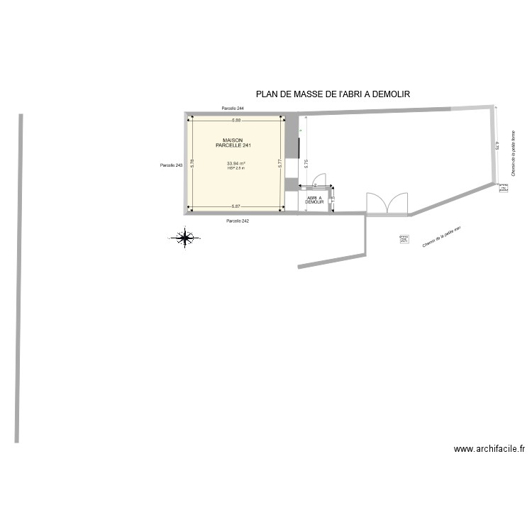 plan de masse abri a démolir. Plan de 0 pièce et 0 m2