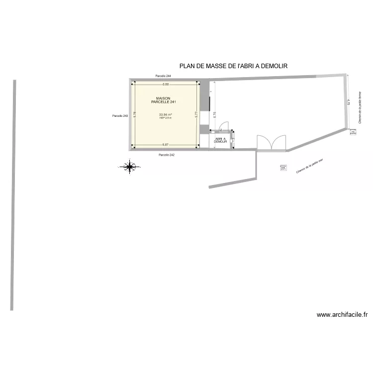 plan de masse abri a d&eacute;molir. Plan de 
