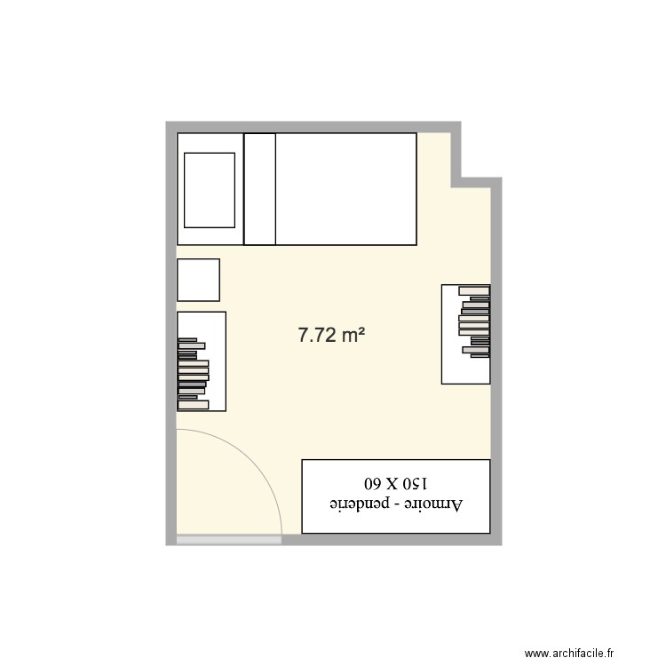 Chambre Marlene v3. Plan de 1 pièce et 8 m2
