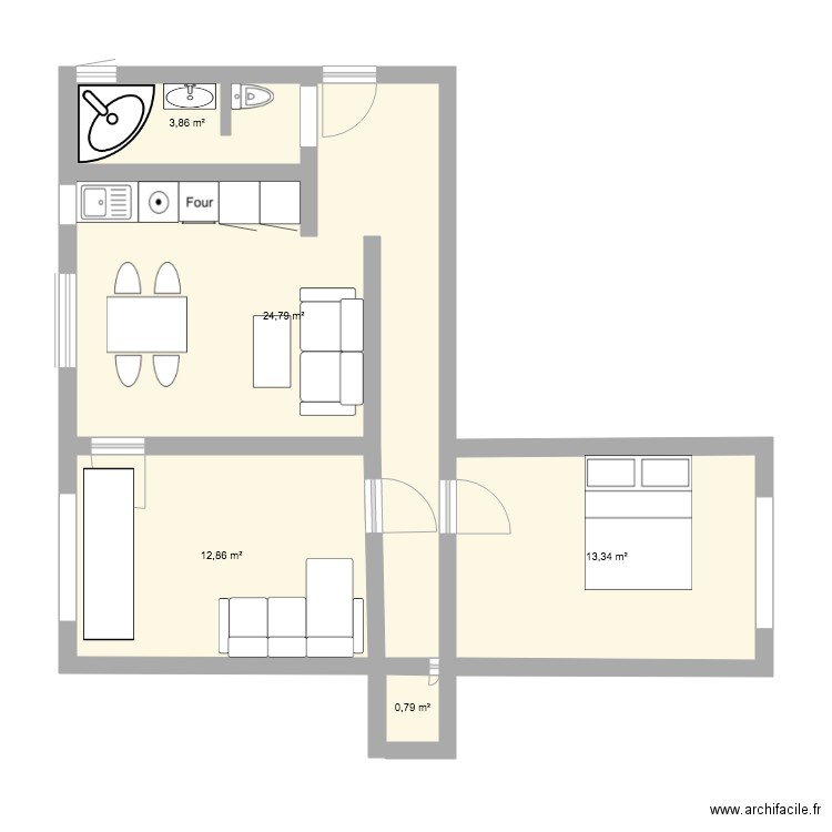 Appartement 7 Blanqui V2. Plan de 5 pièces et 56 m2