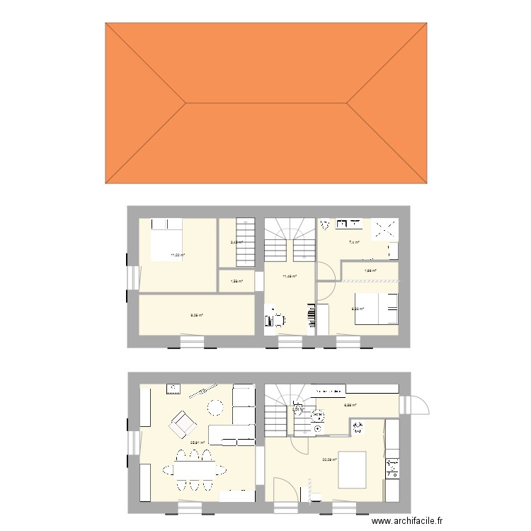 Maison Pmeys. Plan de 12 pièces et 109 m2