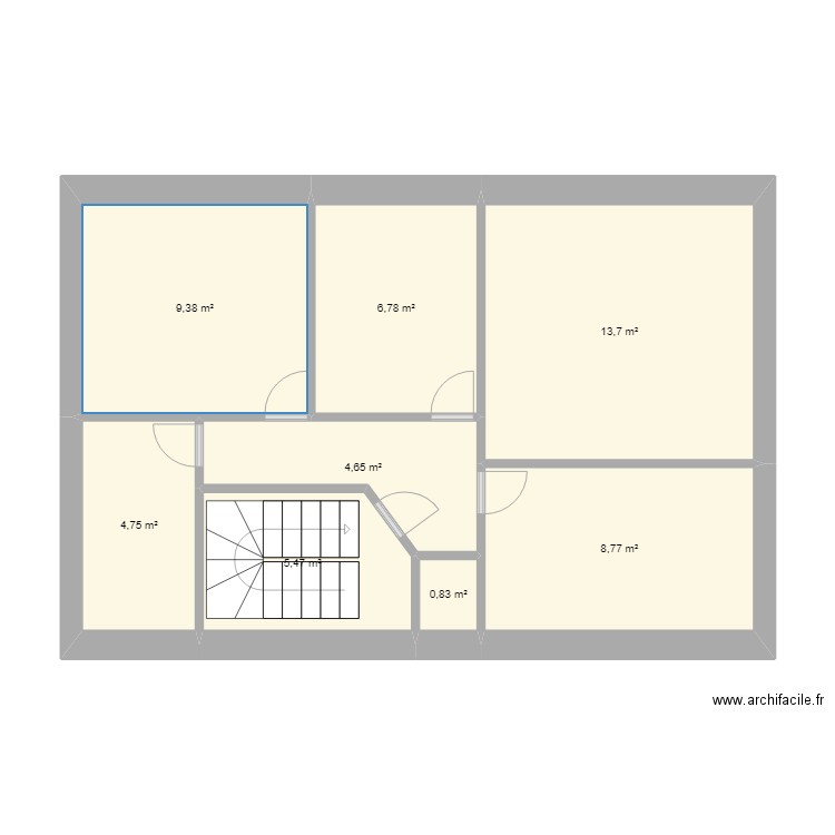 TIPHINE R+1. Plan de 8 pièces et 54 m2