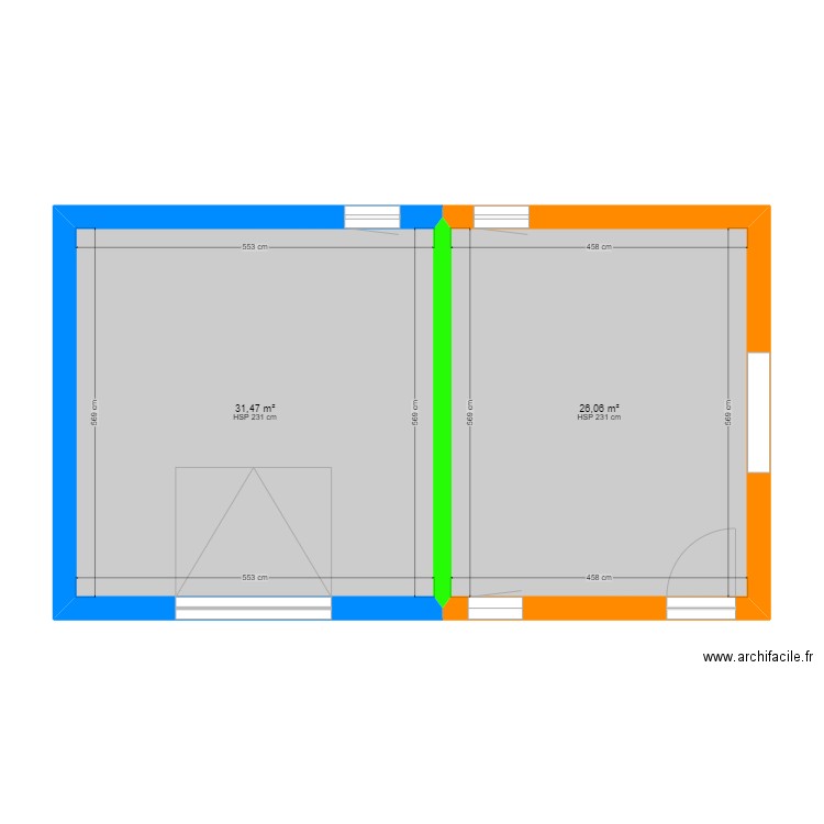 ANAH FIEVET COUTICHES. Plan de 2 pièces et 58 m2