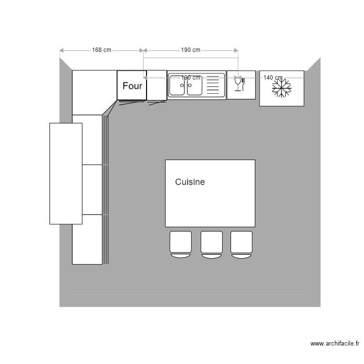 Cuisine 3D. Plan de 0 pièce et 0 m2