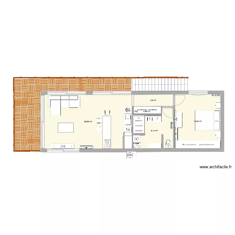 atelier etage 2 et 2 terrasses 55 No 2. Plan de 