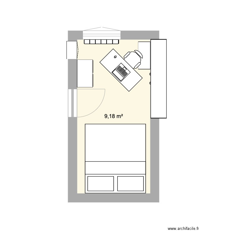Chambre pour Bureau. Plan de 0 pièce et 0 m2