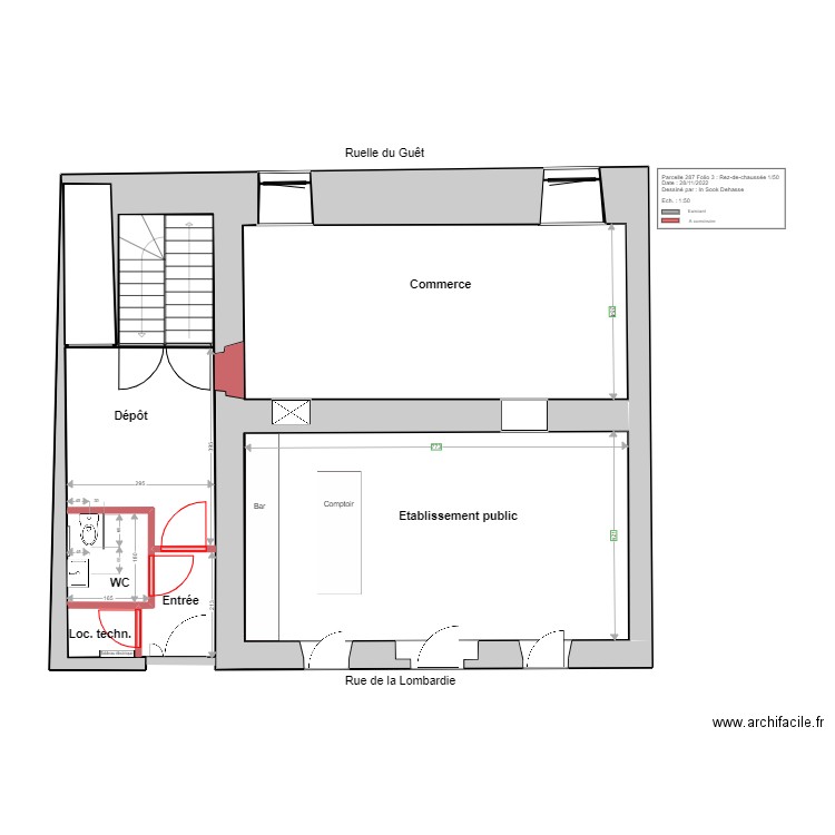 REZ 1/50 2. Plan de 11 pièces et 83 m2