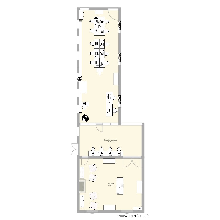 Infomédia. Plan de 3 pièces et 128 m2