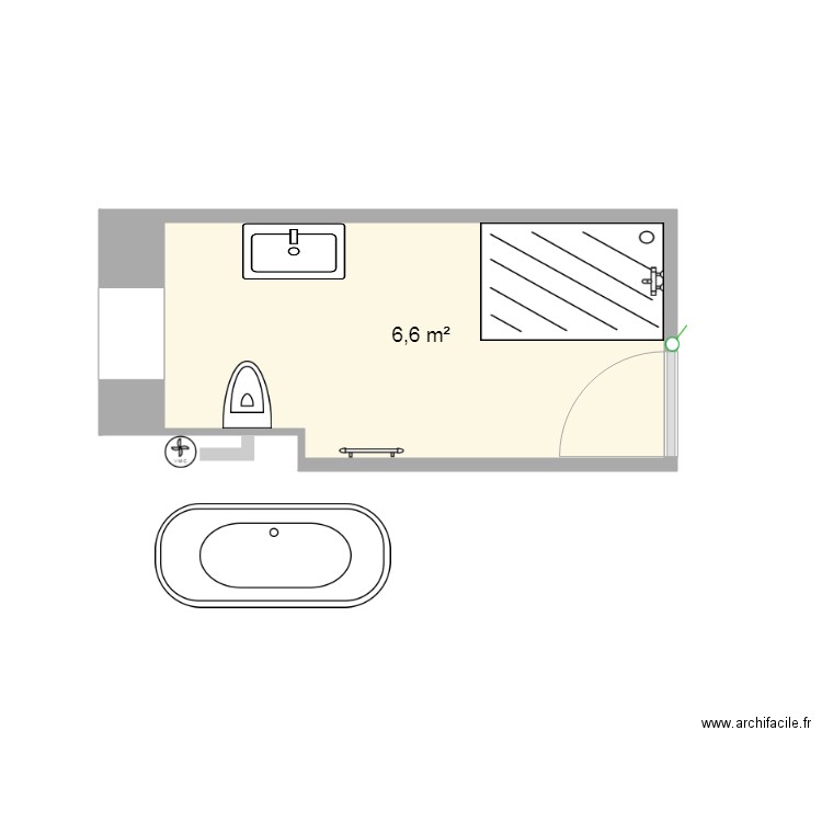 Nebias SDB1. Plan de 1 pièce et 7 m2