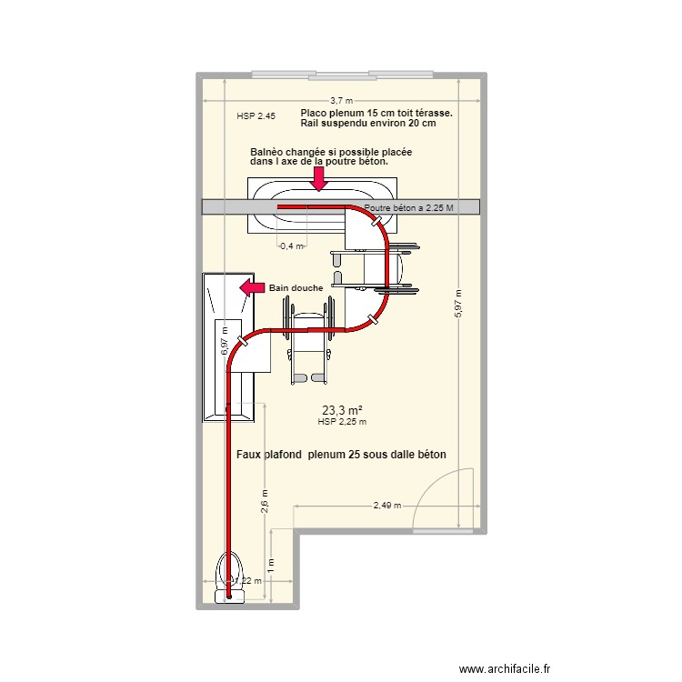 MAJOURAOU BALNEO. Plan de 1 pièce et 23 m2