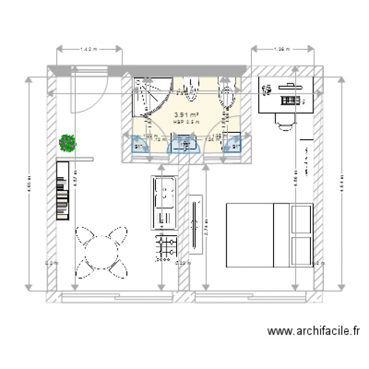 Appartement type F2. Plan de 0 pièce et 0 m2