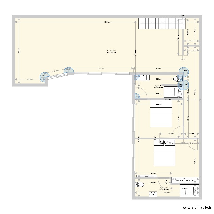 Projet villa rez. Plan de 4 pièces et 97 m2