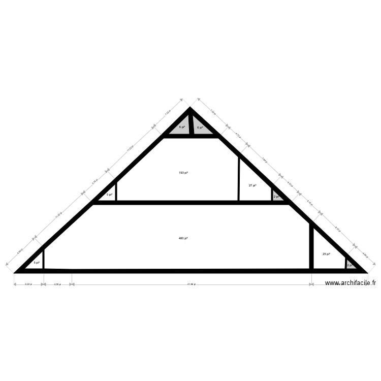 maison en a. Plan de 10 pièces et 70 m2