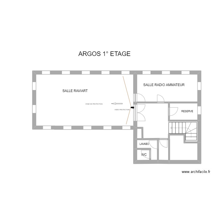 argos 1° etage. Plan de 3 pièces et 21 m2