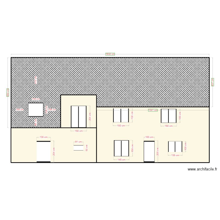 vu facade arriere Avant modif. Plan de 4 pièces et 177 m2