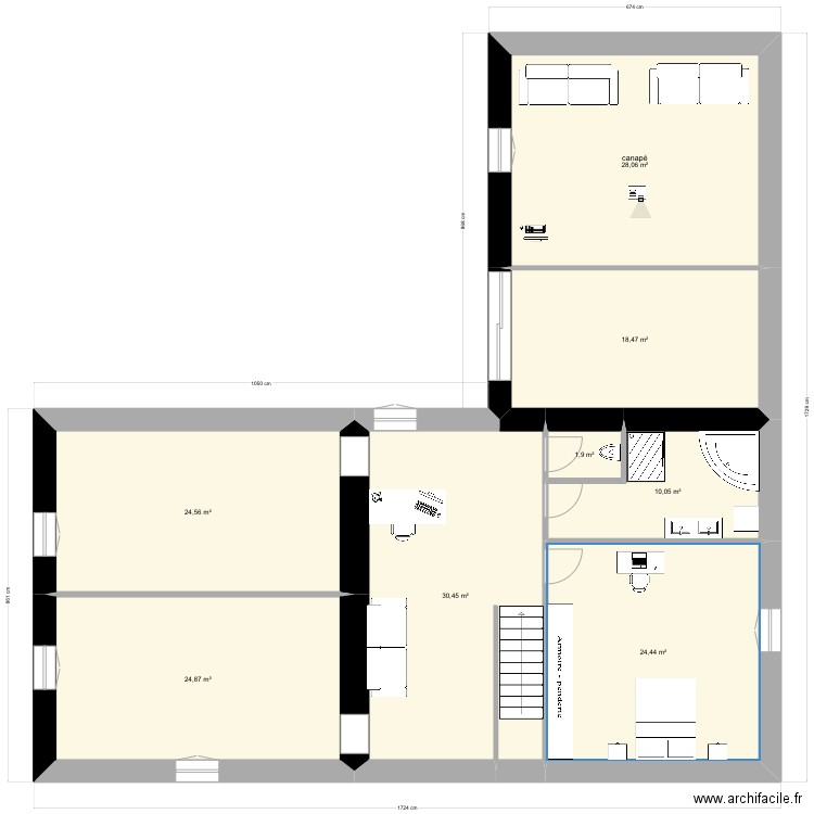 Etage Marigny - V.2023-03-05. Plan de 8 pièces et 163 m2