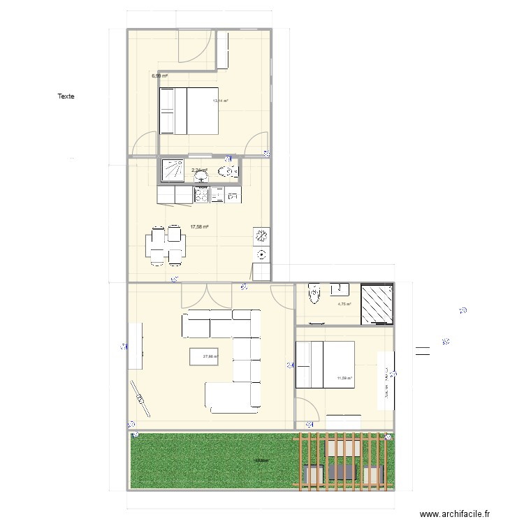 appart vert  f3 d. Plan de 8 pièces et 102 m2