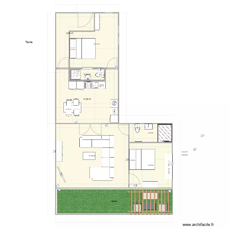 appart vert  f3 d. Plan de 