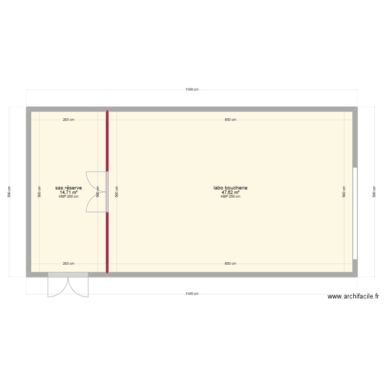 destok prim. Plan de 2 pièces et 62 m2