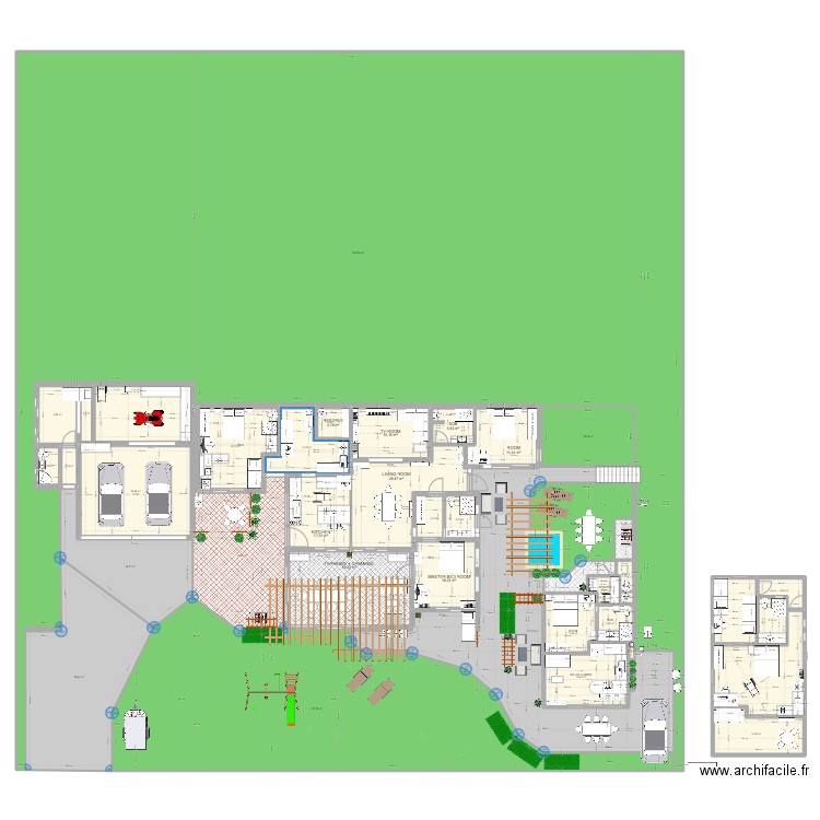 maison MU1 gd v0,1. Plan de 39 pièces et 1942 m2