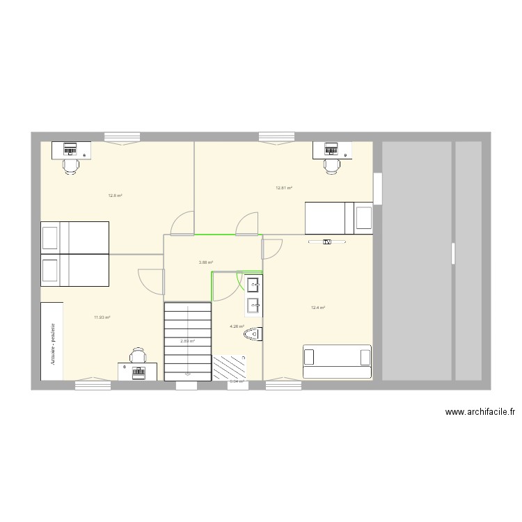 Plan maison Biba etage V3. Plan de 0 pièce et 0 m2