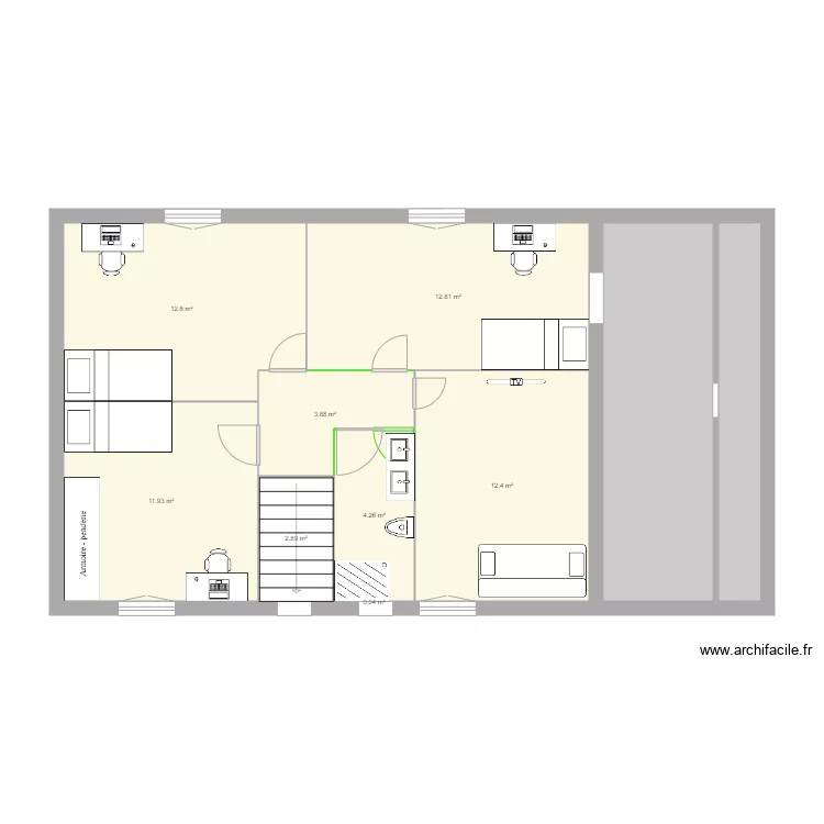Plan maison Biba etage V3. Plan de 