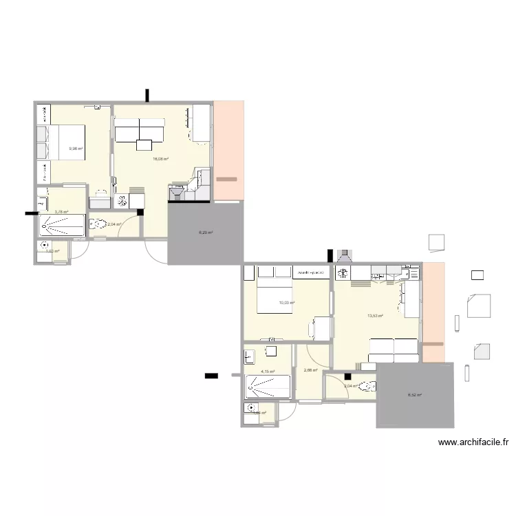 studio en F2. Plan de 