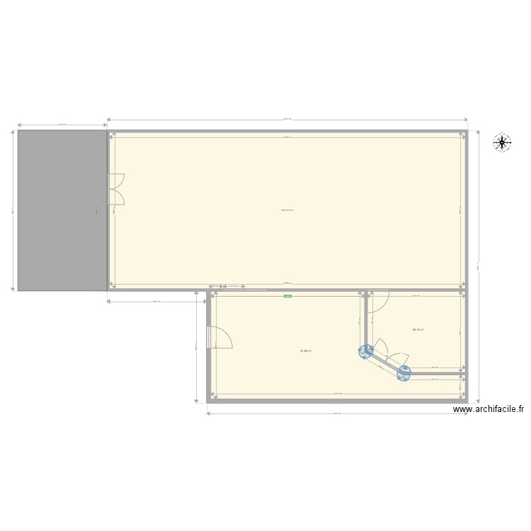 Loft rural. Plan de 3 pièces et 262 m2