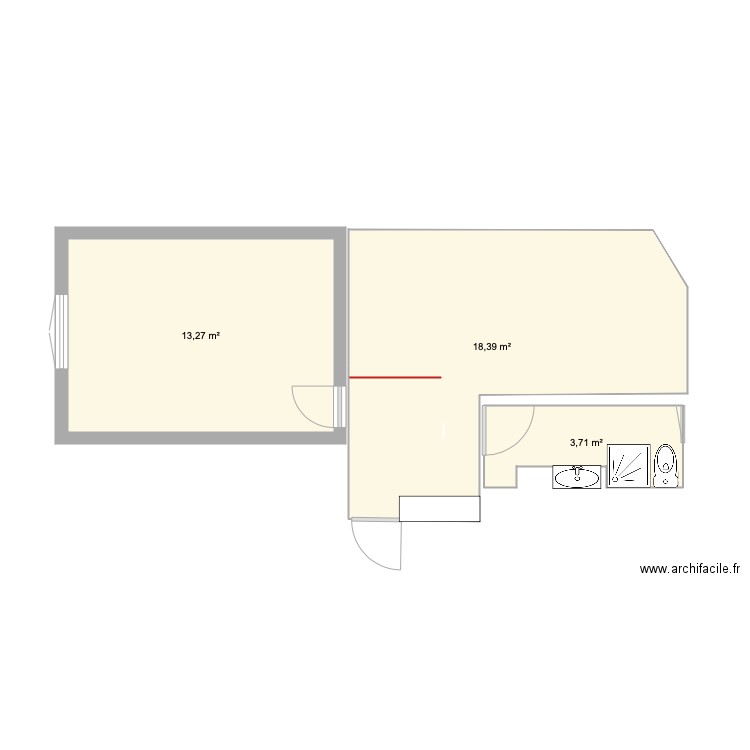 CHOISY LE ROI T2. Plan de 3 pièces et 35 m2