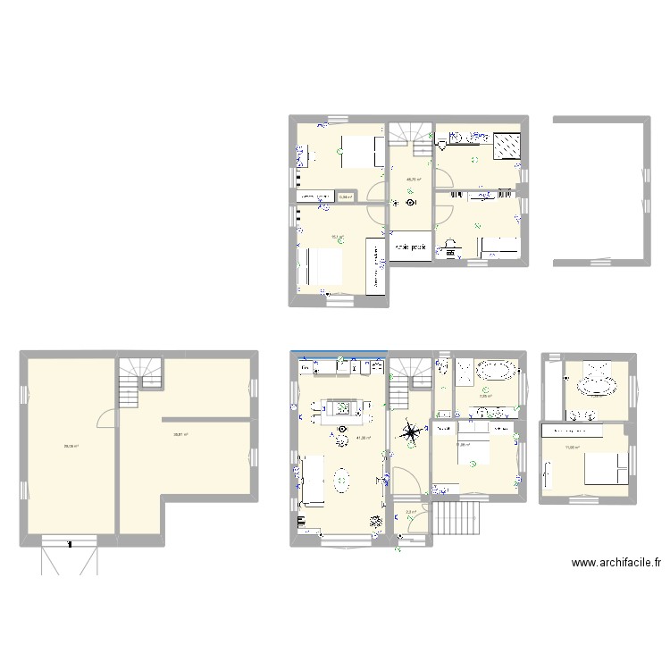Maison P. Plan de 11 pièces et 208 m2