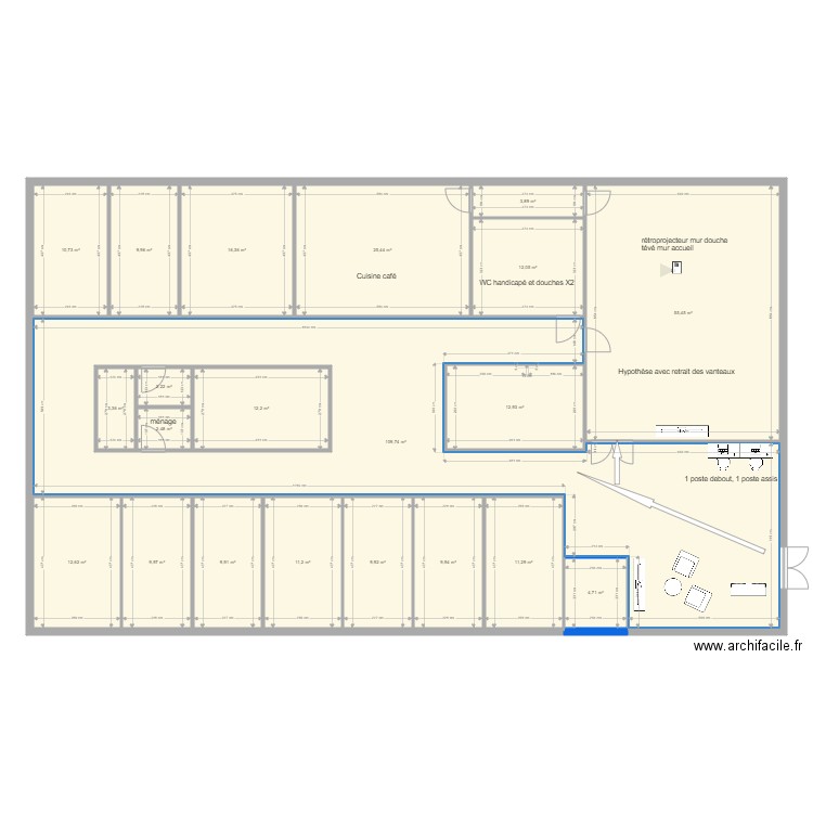RDC TPNA Bordeaux vierge hypothèse 1 Accueil. Plan de 0 pièce et 0 m2