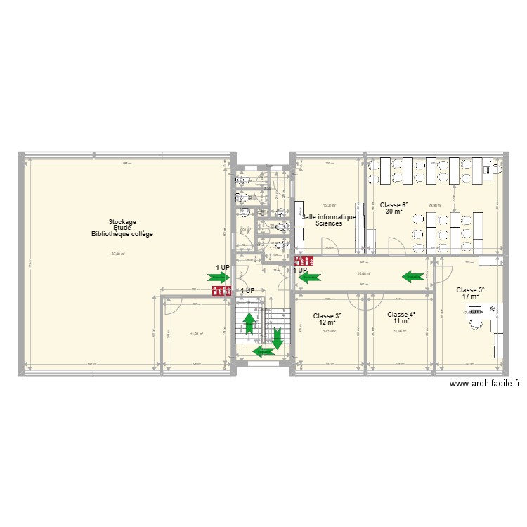 R+2 Guillemin emménagement. Plan de 15 pièces et 219 m2