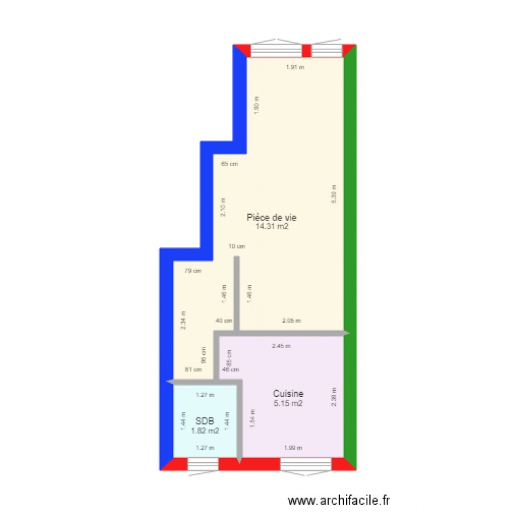 Jean Luc Rossignol. Plan de 3 pièces et 21 m2