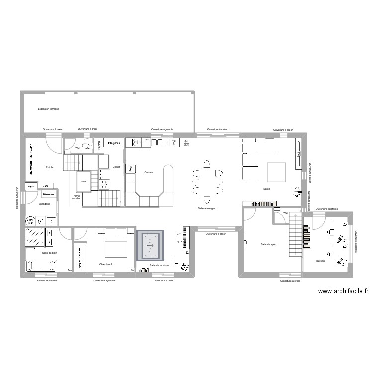 La Salle v5. Plan de 23 pièces et 290 m2