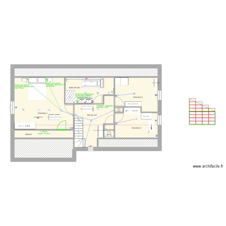 Fief. Plan de 39 pièces et 400 m2