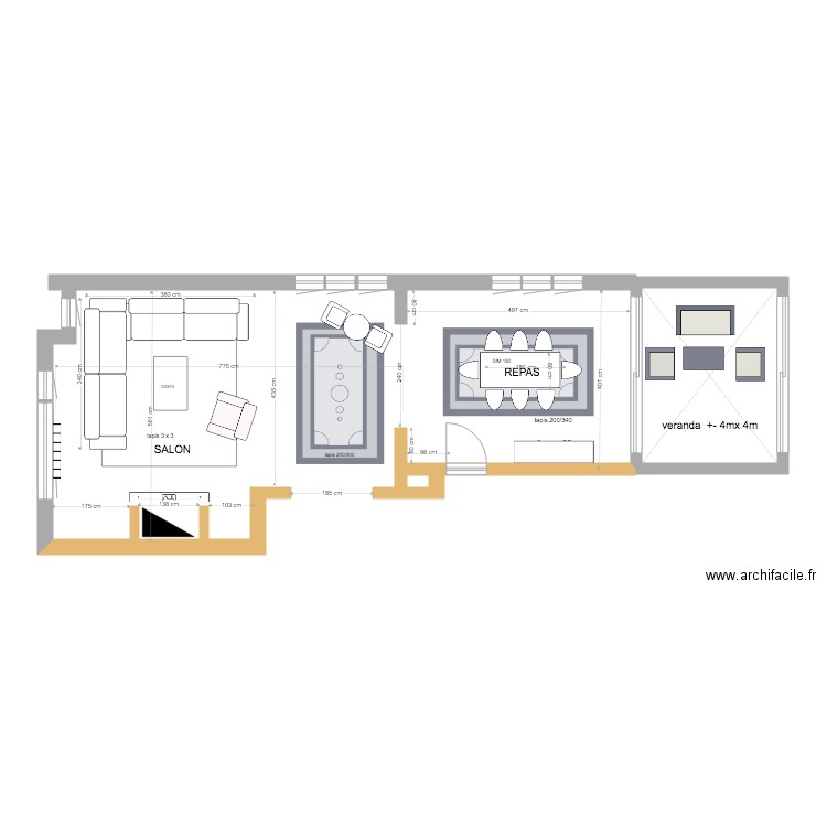 variante salon sam et tv cheminee . Plan de 0 pièce et 0 m2