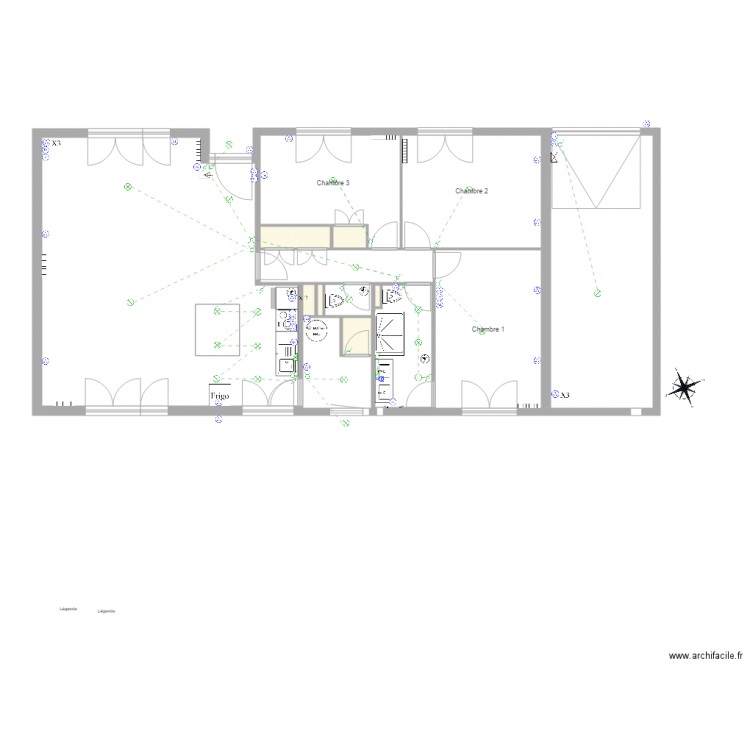 Maison réno elec. Plan de 14 pièces et 71 m2