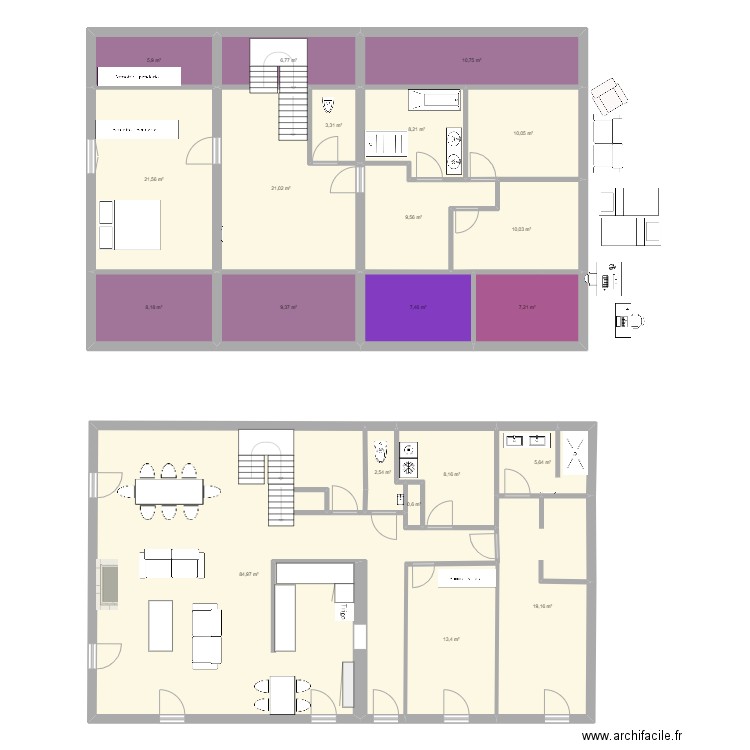 CALUIRE 129 Coste V2. Plan de 21 pièces et 274 m2