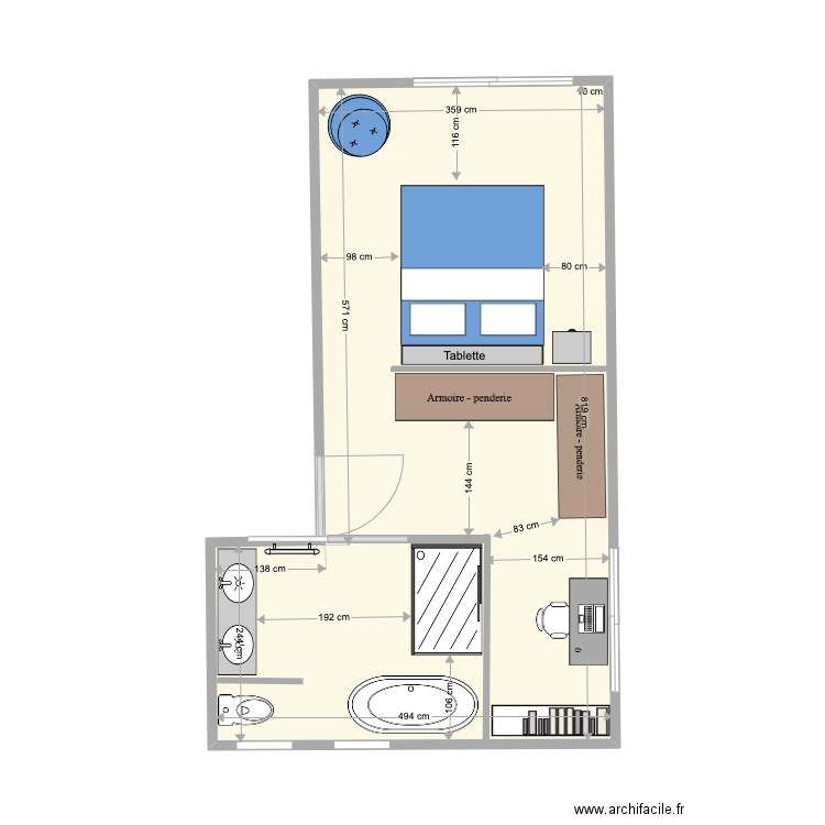 ARNOUL CHAMBRE 4. Plan de 1 pièce et 33 m2