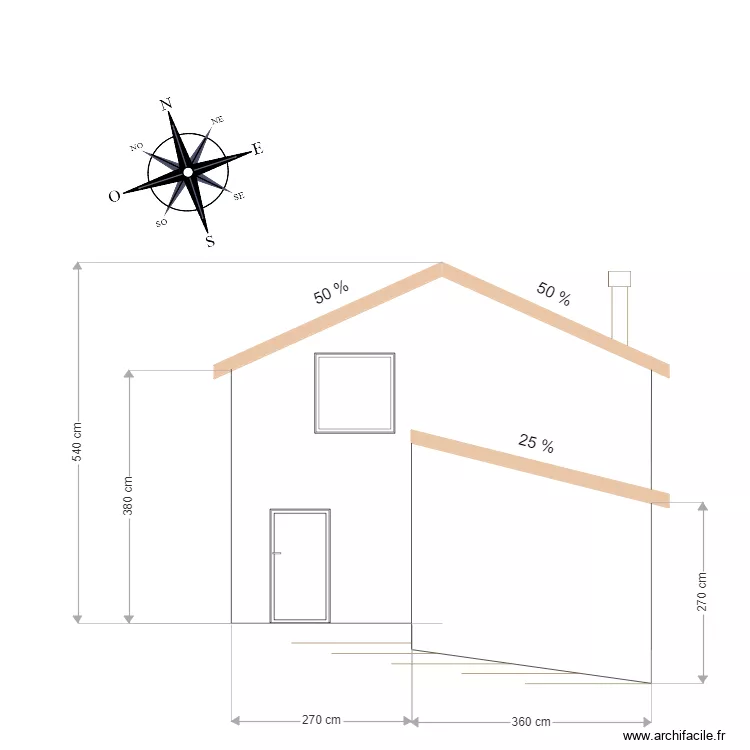 fa&ccedil;ade sud. Plan de 
