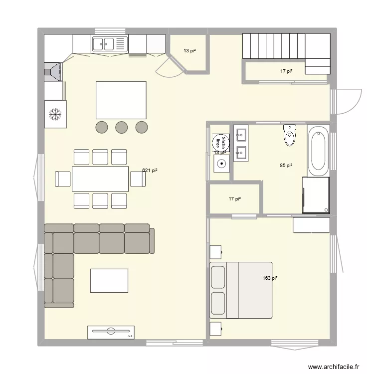 Maison HAM (&eacute;tage) v2. Plan de 7  et 89 m²