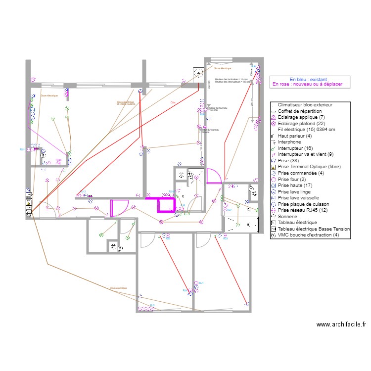 Appartement 12 ème électrique. Plan de 13 pièces et 101 m2