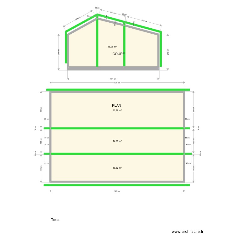 Plan Sylvie coupe et plan. Plan de 0 pièce et 0 m2