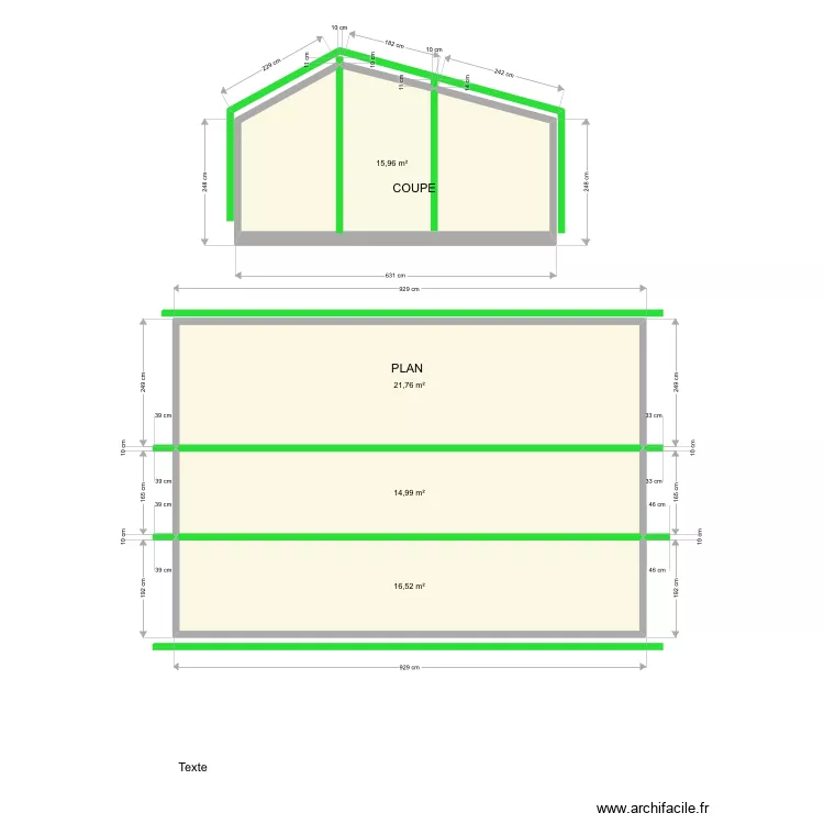 Plan Sylvie coupe et plan. Plan de 