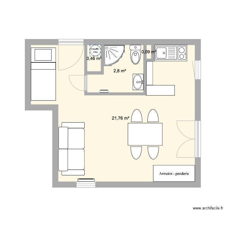 Appartement LA GIETTAZ  Mobilier existant. Plan de 4 pièces et 25 m2